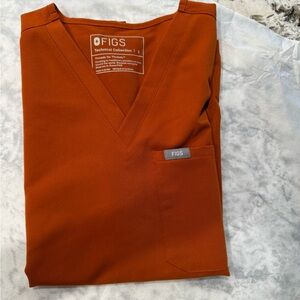 Figs Women Scrub Top Orange Size Small